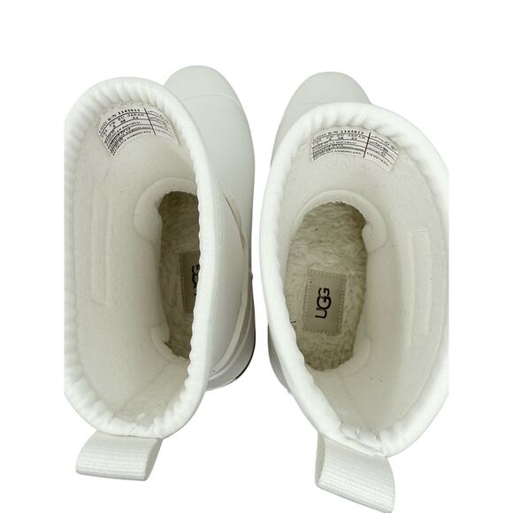UGG Droplet Mid White Rain Boots Women's 7 Waterproof UGGplush Lined - Picture 6 of 10